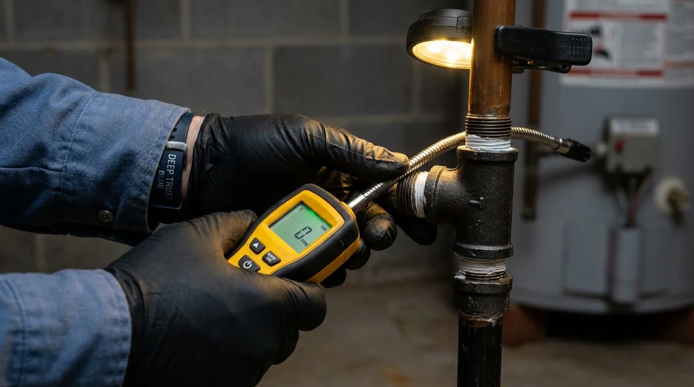 Gas leak detection with electronic sniffer by Johns Plumbing LLC in Helmetta