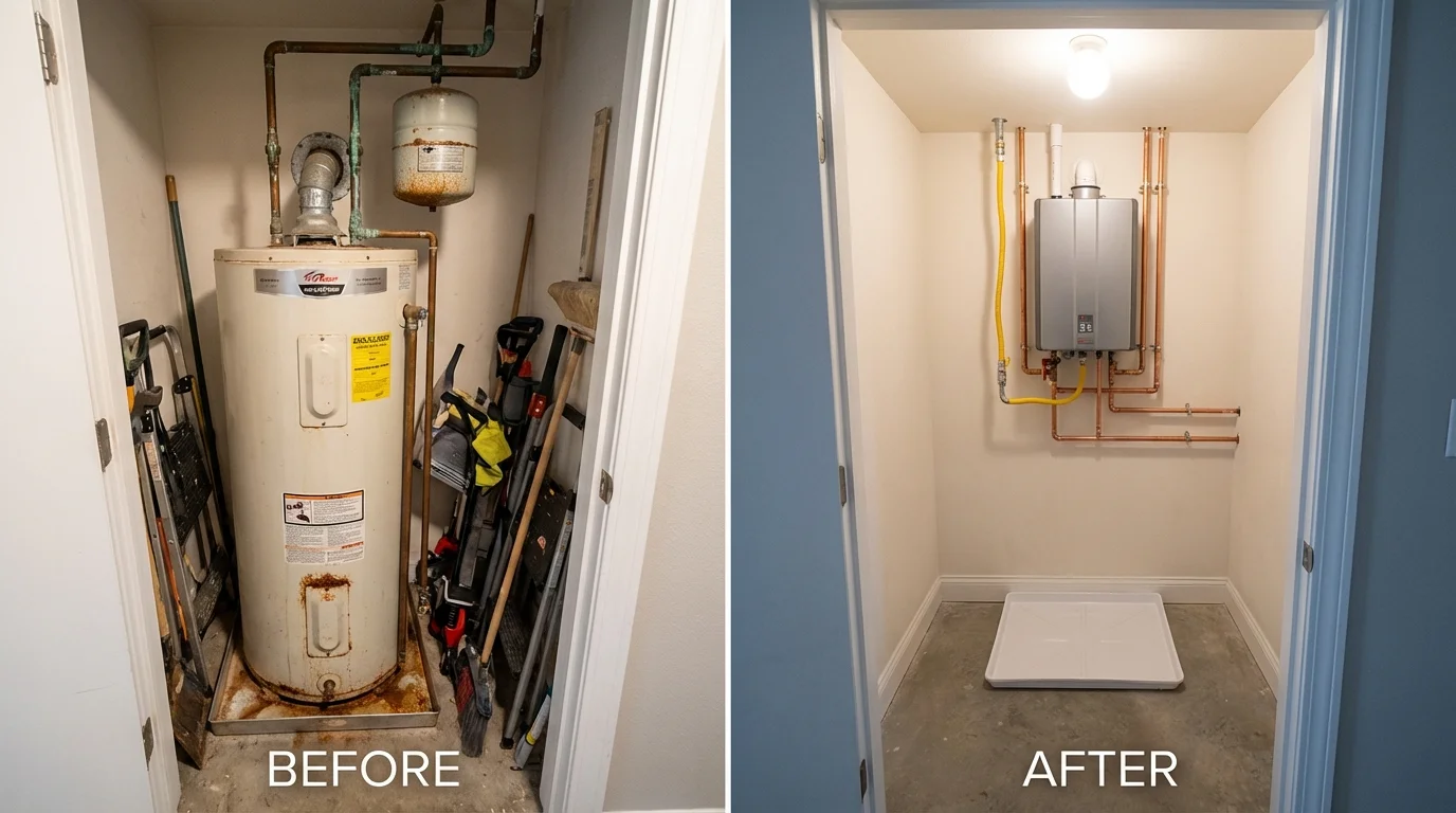 Tank water heater versus wall-mounted tankless unit comparison for Helmetta, NJ homeowners